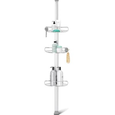 simplehuman Medium Tension Shower Caddy, Telescopic Corner Bathroom Shelf Storage Organiser, Extends 1.5m to 2.4m, Easy to Install, No Drilling, Rustproof, Adjustable Shelves, BT1109DC simplehuman Medium Tension Shower Caddy, Telescopic Corner Bathroom Shelf Storage Organiser, Extends 1.5m to 2.4m, Easy to Install, No Drilling, Rustproof, Adjustable Shelves, BT1109DC