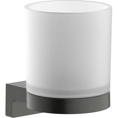 Hansgrohe AddStoris S toothbrush holder, toothbrush tumbler for wall mounting, concealed fastening, bathroom accessories, brushed black chrome, 41769340 Hansgrohe AddStoris S toothbrush holder, toothbrush tumbler for wall mounting, concealed fastening, bathroom accessories, brushed black chrome, 41769340