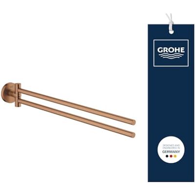 Grohe Start Towel Bar (Metal, Pivotable 2 Arms, Concealed Fastening, Including Screws and Dowels, Easy to Fit), Size 439 mm, Bronze Brushed Warm Sunset, 41183DL0 Grohe Start Towel Bar (Metal, Pivotable 2 Arms, Concealed Fastening, Including Screws and Dowels, Easy to Fit), Size 439 mm, Bronze Brushed Warm Sunset, 41183DL0