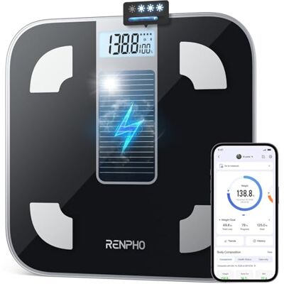 RENPHO Body Weight Scale - Solar Power Digital Bathroom Bluetooth Body Fat Monitor RENPHO Body Weight Scale - Solar Power Digital Bathroom Bluetooth Body Fat Monitor