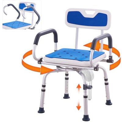VEVOR Swivel Shower Chair 360 Degree, Adjustable Shower Seat with Pivoting Arms for Inside Showers or Tubs, Non-Slip Rotating Bathtub Shower Chair for Elderly Disabled Injured, 400LBS Capacity VEVOR Swivel Shower Chair 360 Degree, Adjustable Shower Seat with Pivoting Arms for Inside Showers or Tubs, Non-Slip Rotating Bathtub Shower Chair for Elderly Disabled Injured, 400LBS Capacity