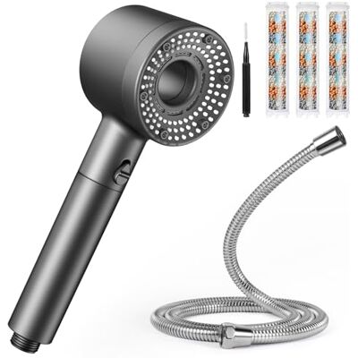 Blendura Hard Water Filter Shower Head with 3 Filters, 1.5M Hose, High Pressure 5 Mode Shower Head for Home Bathroom Accessory Blendura Hard Water Filter Shower Head with 3 Filters, 1.5M Hose, High Pressure 5 Mode Shower Head for Home Bathroom Accessory