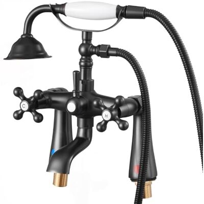 VEVOR Clawfoot Tub Faucet, Deck Mount Bathtub Faucets with Handheld Shower, Vintage Oil-Rubbed Bronze Clawfoot Tub Filler Faucet Shower Kit with 360° Rotation Spout & 59-inch Long Hose for Bathtubs VEVOR Clawfoot Tub Faucet, Deck Mount Bathtub Faucets with Handheld Shower, Vintage Oil-Rubbed Bronze Clawfoot Tub Filler Faucet Shower Kit with 360° Rotation Spout & 59-inch Long Hose for Bathtubs
