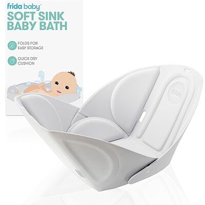 Frida Baby Soft Sink Baby Bath Seat: Sink Bather for Baby, Easy to Clean Baby Bathtub + Bath Cushion that Supports Baby's Head Frida Baby Soft Sink Baby Bath Seat: Sink Bather for Baby, Easy to Clean Baby Bathtub + Bath Cushion that Supports Baby's Head