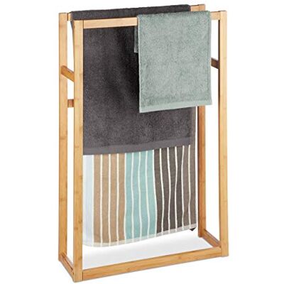 Relaxdays Bamboo Towel Rack, Clothes Valet Stand, Free Standing Towel Holder, H x W x D: 90 x 60 x 20 cm, Natural Relaxdays Bamboo Towel Rack, Clothes Valet Stand, Free Standing Towel Holder, H x W x D: 90 x 60 x 20 cm, Natural