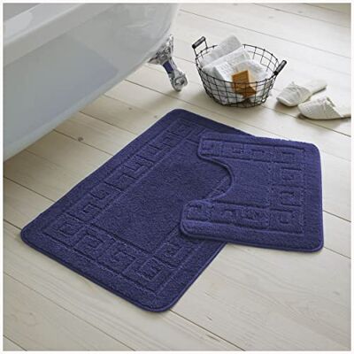 GC GAVENO CAVAILIA 2 Piece Washable Bathroom Mat, Extra Absorbent Anti Slip Bath Mats, Super Soft Toilet Rugs Set, Navy, (50x80, 50x40 cm) Regular GC GAVENO CAVAILIA 2 Piece Washable Bathroom Mat, Extra Absorbent Anti Slip Bath Mats, Super Soft Toilet Rugs Set, Navy, (50x80, 50x40 cm) Regular
