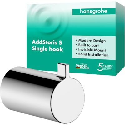 Hansgrohe AddStoris S towel hook, towel holder, bathrobe hook, concealed fastening, bathroom accessories, chrome, 41762000 Hansgrohe AddStoris S towel hook, towel holder, bathrobe hook, concealed fastening, bathroom accessories, chrome, 41762000