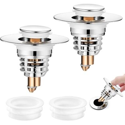 Diboniur 2 Pieces Upgraded Sink Plug 32–41 mm with Pull-Out Design Stainless Pop up Bath Plug Replacement, Hair Catcher, Tool-Free Fitting, Easy to Clean, for Bathtub, Kitchen, Basin Diboniur 2 Pieces Upgraded Sink Plug 32–41 mm with Pull-Out Design Stainless Pop up Bath Plug Replacement, Hair Catcher, Tool-Free Fitting, Easy to Clean, for Bathtub, Kitchen, Basin