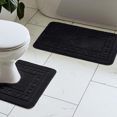 Catherine Lansfield bath garnish Armoni bath mat & toilet mat black Catherine Lansfield bath garnish Armoni bath mat & toilet mat black