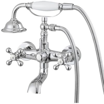 VEVOR Clawfoot Tub Faucet, Wall Mount Bathtub Faucets with Handheld Shower, Vintage Polished Chrome Clawfoot Tub Filler Faucet Shower Kit with Adjustable Swing Arms & 360° Rotation Spout for Bathtubs VEVOR Clawfoot Tub Faucet, Wall Mount Bathtub Faucets with Handheld Shower, Vintage Polished Chrome Clawfoot Tub Filler Faucet Shower Kit with Adjustable Swing Arms & 360° Rotation Spout for Bathtubs