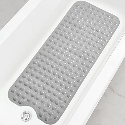 linoows Bathtub and Shower Mats, Extra Long Non-Slip Bath Mat 39 x 16 Inch, Bath Tub Mat with Suction Cups & Drain Holes for Bathroom (Gray) linoows Bathtub and Shower Mats, Extra Long Non-Slip Bath Mat 39 x 16 Inch, Bath Tub Mat with Suction Cups & Drain Holes for Bathroom (Gray)