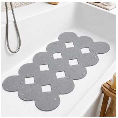 Webos Non-Slip Bathtub Mat Soft Rubber Bathroom Bathmat with Strong Suction Cups (Circle-Grey, 28x16 inch) Webos Non-Slip Bathtub Mat Soft Rubber Bathroom Bathmat with Strong Suction Cups (Circle-Grey, 28x16 inch)