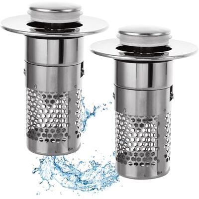 ASelected 2 Pcs Drain Plug for 34-40 mm Drain Holes, Stainless Steel Pop Up Drain Strainer with Hair Catcher, Universal Sink Plug for Kitchen, Bathroom, Wash Basin, Bathtubs ASelected 2 Pcs Drain Plug for 34-40 mm Drain Holes, Stainless Steel Pop Up Drain Strainer with Hair Catcher, Universal Sink Plug for Kitchen, Bathroom, Wash Basin, Bathtubs