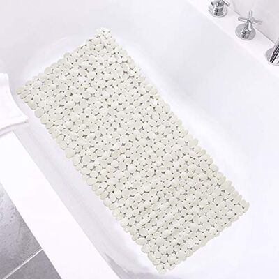 SONGZIMING Bathtub Mat Non Slip Pebble Bath Shower Mat with Drain Holes, Suction Cups Mat for Tub (16" W x 35" L,Beige) SONGZIMING Bathtub Mat Non Slip Pebble Bath Shower Mat with Drain Holes, Suction Cups Mat for Tub (16" W x 35" L,Beige)
