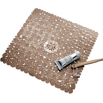 InterDesign iDesign Pebblz Plastic Suction Non-Slip Bath Mat for Shower, Bathtub, Stall, 22" x 22", Amber Brown InterDesign iDesign Pebblz Plastic Suction Non-Slip Bath Mat for Shower, Bathtub, Stall, 22" x 22", Amber Brown