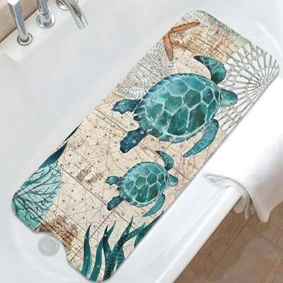 ayehsdogsn Sea Turtle Bathtub Mat Non Slip, Baby Bath Mat for Tub Rubber Tub Mat, Cute Kids Bath Mats for Bathroom Ocean Beach Anti Slip Shower Mat with Suction and Drain Holes Machine Washable, 39.5″X15.8″ ayehsdogsn Sea Turtle Bathtub Mat Non Slip, Baby Bath Mat for Tub Rubber Tub Mat, Cute Kids Bath Mats for Bathroom Ocean Beach Anti Slip Shower Mat with Suction and Drain Holes Machine Washable, 39.5″X15.8″