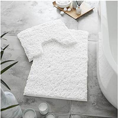 GC GAVENO CAVAILIA Luxury Super Soft 2 Piece Zero Twist Bath Mat Pedestal Set Non Slip, Extra Absorbent 100% Polyester Bathroom Toilet Rug, Regular (50x80, 50x40 cm), White GC GAVENO CAVAILIA Luxury Super Soft 2 Piece Zero Twist Bath Mat Pedestal Set Non Slip, Extra Absorbent 100% Polyester Bathroom Toilet Rug, Regular (50x80, 50x40 cm), White
