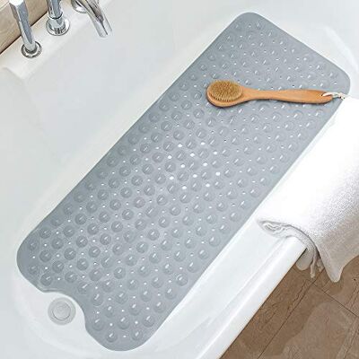 TreeBud Tree Bud Extra Long Bathtub Mats for Shower Tub Non-Slip Bath Mat Shower Mat with Suction Cups, Bath Tub Mat for Bathroom with Machine Washable, BPA Free for Kids (Grey) TreeBud Tree Bud Extra Long Bathtub Mats for Shower Tub Non-Slip Bath Mat Shower Mat with Suction Cups, Bath Tub Mat for Bathroom with Machine Washable, BPA Free for Kids (Grey)