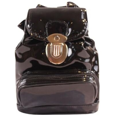 Luigi Patent Rucksack – Chic Small Bag for Nights Out – Perfect for Phone, Keys, and Credit Cards – Size: 22 x 18 x 12 cm Black Luigi Patent Rucksack – Chic Small Bag for Nights Out – Perfect for Phone, Keys, and Credit Cards – Size: 22 x 18 x 12 cm Black
