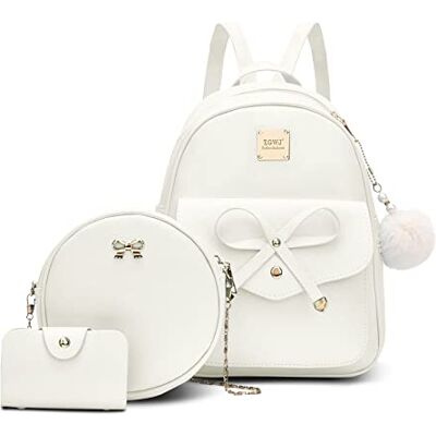 Aogist Mini Leather Backpack Purse 3-Pieces Fashion Bowknot Zipper Bags Cute Casual Travel Daypacks for and Women, Beige, Medium Aogist Mini Leather Backpack Purse 3-Pieces Fashion Bowknot Zipper Bags Cute Casual Travel Daypacks for and Women, Beige, Medium
