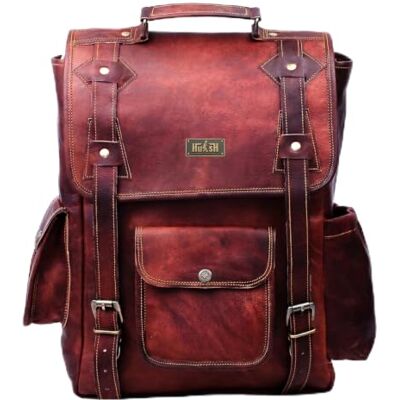 HULSH Leather Backpack for Men 16 Inch Vintage Brown Full Grain Multi Pockets Business Travel Daypack Shoulder Rucksack Knapsack (BP-Brown) HULSH Leather Backpack for Men 16 Inch Vintage Brown Full Grain Multi Pockets Business Travel Daypack Shoulder Rucksack Knapsack (BP-Brown)