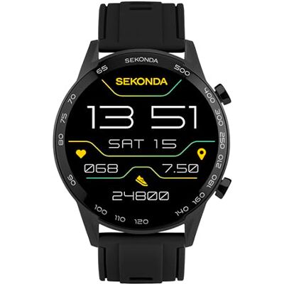 Sekonda 45mm Active Plus Smart Watch in Black with Black Silicone Strap Sekonda 45mm Active Plus Smart Watch in Black with Black Silicone Strap