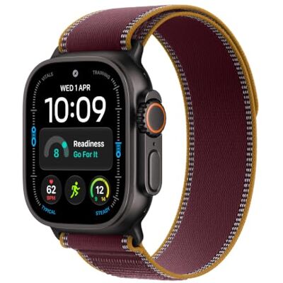 Apple Watch Ultra 4 GPS + Cellular 49mm Smartwatch Black Titanium Case Burgundy Trail Loop S/M. Advanced Health + Fitness Tracking, 2+ Day Battery Apple Watch Ultra 4 GPS + Cellular 49mm Smartwatch Black Titanium Case Burgundy Trail Loop S/M. Advanced Health + Fitness Tracking, 2+ Day Battery