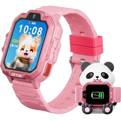 OKYUK T17 4G Kids Smart Watch, kids watch GPS Tracker with SOS Function, Video Call/Phone Call/Voice Chat/SMS, Pedometer, Class Mode, Camera, Puzzle Games, Kids Smartwatch for Boys Girls (Pink) OKYUK T17 4G Kids Smart Watch, kids watch GPS Tracker with SOS Function, Video Call/Phone Call/Voice Chat/SMS, Pedometer, Class Mode, Camera, Puzzle Games, Kids Smartwatch for Boys Girls (Pink)