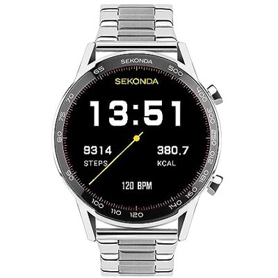 Sekonda Active Plus Mens Smartwatch, Silver Case, Steel Bracelet, LCD 13 sports modes, heart rate and blood oxygen monitor, Bluetooth calling, message notifications, music controls and more. Sekonda Active Plus Mens Smartwatch, Silver Case, Steel Bracelet, LCD 13 sports modes, heart rate and blood oxygen monitor, Bluetooth calling, message notifications, music controls and more.