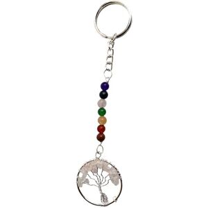 VIE 7 Chakra Tree of Life Keychain, 15x3cm, Rose Quartz VIE 7 Chakra Tree of Life Keychain, 15x3cm, Rose Quartz