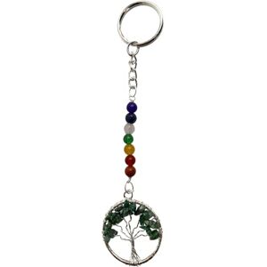 VIE 7 Chakra Tree of Life Keychain, 15x3cm, Green Aventurine VIE 7 Chakra Tree of Life Keychain, 15x3cm, Green Aventurine