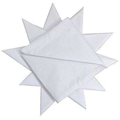 DUDU N GIRLIE Super Soft 100% Cotton Men's Luxury Handkerchiefs, Pack of 12, White DUDU N GIRLIE Super Soft 100% Cotton Men's Luxury Handkerchiefs, Pack of 12, White