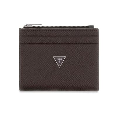 GUESS Men's Bifold Wallet Milano Bifold Top Zip Dark Oak/Grey GUESS Men's Bifold Wallet Milano Bifold Top Zip Dark Oak/Grey