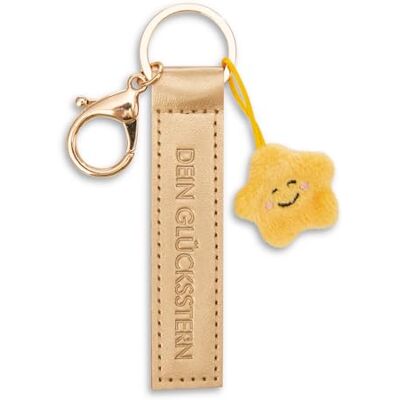 Nici Keyring Your Lucky Star Faux Leather Cord Gold 10 cm with Star Nici Keyring Your Lucky Star Faux Leather Cord Gold 10 cm with Star
