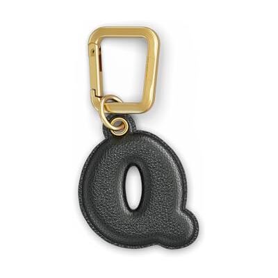 UNTAGS Charm Letter Q Material with Leather Effect Includes Golden Metal Buckle Black UNTAGS Charm Letter Q Material with Leather Effect Includes Golden Metal Buckle Black