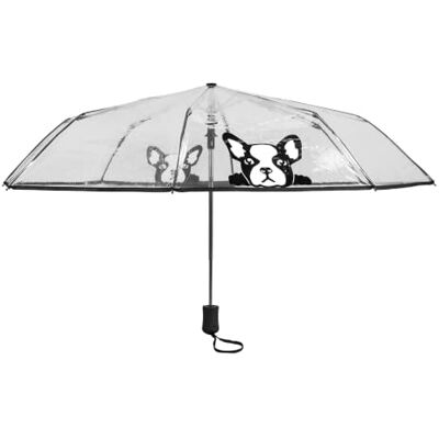 Le Monde du Parapluie Automatic transparent folding umbrella anti-wind 8 fiberglass ribs solid Dog Le Monde du Parapluie Automatic transparent folding umbrella anti-wind 8 fiberglass ribs solid Dog