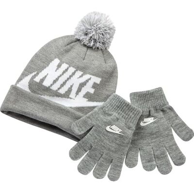 Nike Kids' Swoosh Pom Beanie Hat and Gloves Set Nike Kids' Swoosh Pom Beanie Hat and Gloves Set