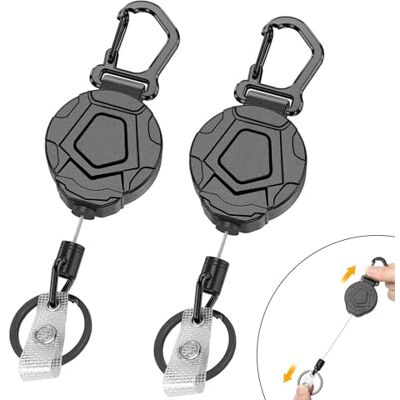 SURFOU Key Fob Extendable Steel Cable Carabiner Stable, Lanyard Retractable Key Band with Drawstring, Extendable Yo-yo Strong Retractable Keychain Long for Children SURFOU Key Fob Extendable Steel Cable Carabiner Stable, Lanyard Retractable Key Band with Drawstring, Extendable Yo-yo Strong Retractable Keychain Long for Children