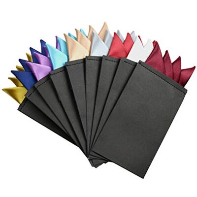 Echaprey 9 Pcs Men's PreFolded Pocket Squares On Card Masculine Polyester Suit Handkerchief, Random Color, Large Echaprey 9 Pcs Men's PreFolded Pocket Squares On Card Masculine Polyester Suit Handkerchief, Random Color, Large