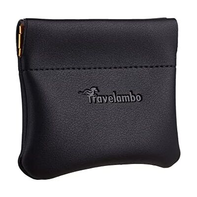 Travelambo Leather Squeeze Coin Purse Pouch Change Holder for Men & Women Black One Size Travelambo Leather Squeeze Coin Purse Pouch Change Holder for Men & Women Black One Size