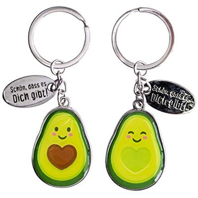 GRUSS & CO Couple Keyring Avocado Pendant Set, Two Pendants with Key Ring, 8 cm x 3 cm Gift for Two, for Couples 46179 GRUSS & CO Couple Keyring Avocado Pendant Set, Two Pendants with Key Ring, 8 cm x 3 cm Gift for Two, for Couples 46179