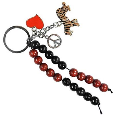 Pracht Creatives Hobby 5936-12035 Rake Chain for DIY with Key Ring Tiger Black/Dark Red Craft Set with 20 Rough Beads as a Gift for School of Sugar Bag Pracht Creatives Hobby 5936-12035 Rake Chain for DIY with Key Ring Tiger Black/Dark Red Craft Set with 20 Rough Beads as a Gift for School of Sugar Bag