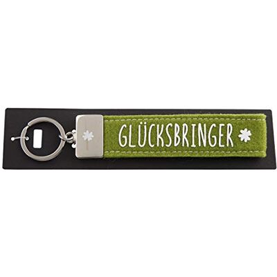 Depesche 004298-015 Loops Felt Keyring with Engraved Metal End and Iconic Print, Lucky Charm, Green, Approx. 18.7 x 4.4 x 1 cm Depesche 004298-015 Loops Felt Keyring with Engraved Metal End and Iconic Print, Lucky Charm, Green, Approx. 18.7 x 4.4 x 1 cm