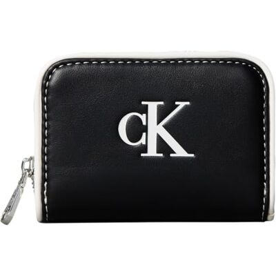 Calvin Klein Women's Purse Contrast CK Medium Zip Around with Logo, Black (Black), One Size Calvin Klein Women's Purse Contrast CK Medium Zip Around with Logo, Black (Black), One Size