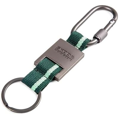 Skoda 000087010CJ Keyring Motorsport Carabiner Metal Pendant, Grey/Green, Green, standard size, Classic Skoda 000087010CJ Keyring Motorsport Carabiner Metal Pendant, Grey/Green, Green, standard size, Classic