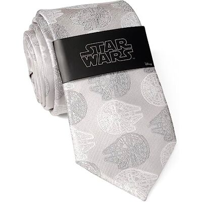 CufflinksInc Cufflinks Inc. Star Wars Millennium Falcon Gray Silk Tie for Adults Men, Han Solo Ship Patterned Necktie, Officially Licensed by Lucasfilm LTD, Gray, One size CufflinksInc Cufflinks Inc. Star Wars Millennium Falcon Gray Silk Tie for Adults Men, Han Solo Ship Patterned Necktie, Officially Licensed by Lucasfilm LTD, Gray, One size