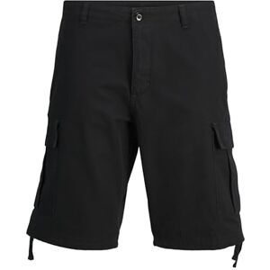 JACK & JONES Cargo Shorts, 100% Cotton Combat Knee Length Half Pants for Summer Outdoor Shorts for Men UK, Black Colour, Size S JACK & JONES Cargo Shorts, 100% Cotton Combat Knee Length Half Pants for Summer Outdoor Shorts for Men UK, Black Colour, Size S