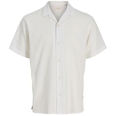 JACK & JONES Men's Jorluke Crinkle Resort Shirt Ss Sn, Cloud Dancer, M JACK & JONES Men's Jorluke Crinkle Resort Shirt Ss Sn, Cloud Dancer, M