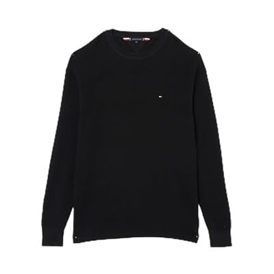 Tommy Hilfiger Men’s Textured Round Neck Jumper, Black (Black), XXL Tommy Hilfiger Men’s Textured Round Neck Jumper, Black (Black), XXL