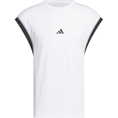 adidas Men's Basketball All World Sleeveless Tank Shirt, White/Black, 4XL adidas Men's Basketball All World Sleeveless Tank Shirt, White/Black, 4XL